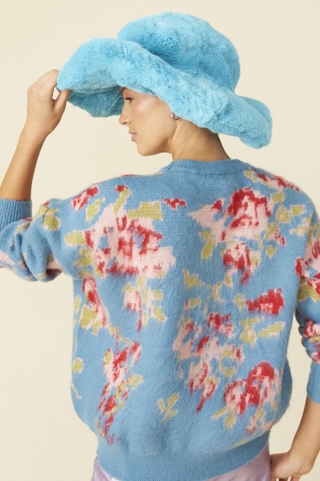 JAYLEY Blue Banana Peel Floral Jumper