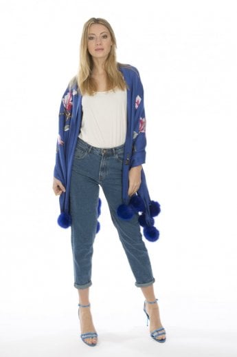 JAYLEY Blue Cashmere Blended Wrap