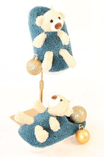 JAYLEY Blue Childrens Faux Fur Slippers