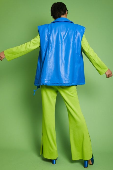 JAYLEY Blue Eco Leather Gilet | Waistcoat