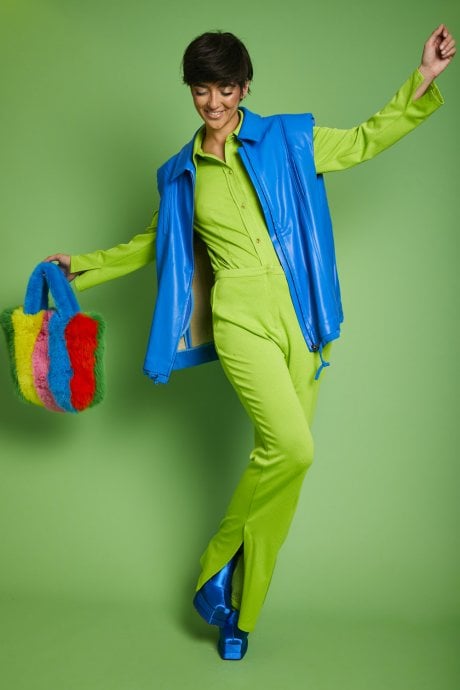 JAYLEY Blue Eco Leather Gilet | Waistcoat