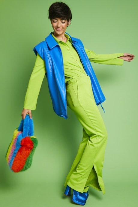 JAYLEY Blue Eco Leather Gilet | Waistcoat