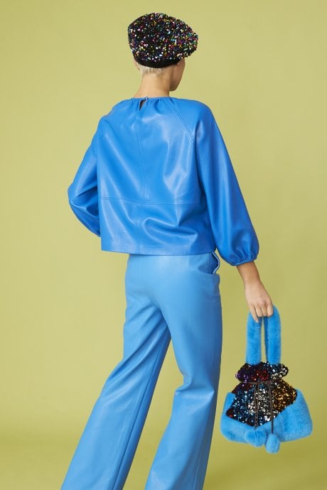 JAYLEY Blue Eco Leather Swing Top