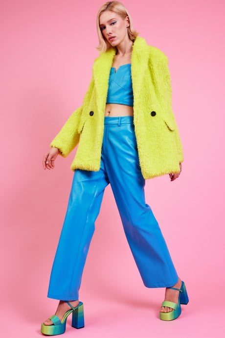 JAYLEY Blue Eco Leather Trousers