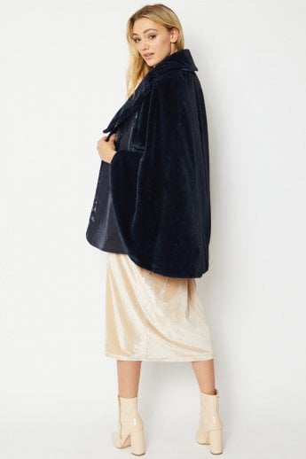 JAYLEY Blue Faux Cashmere Fur & Faux Suede Gilet | Waistcoat