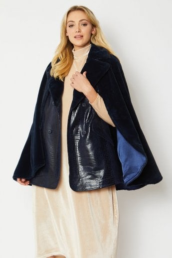 JAYLEY Blue Faux Cashmere Fur & Faux Suede Gilet | Waistcoat