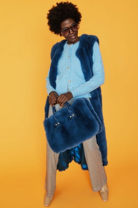 JAYLEY Blue Faux Fur Bag
