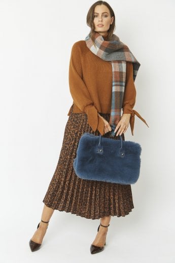 JAYLEY Blue Faux Fur Bag