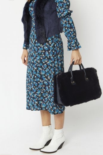 JAYLEY Blue Faux Fur Bag