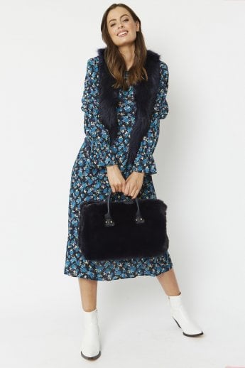 JAYLEY Blue Faux Fur Bag