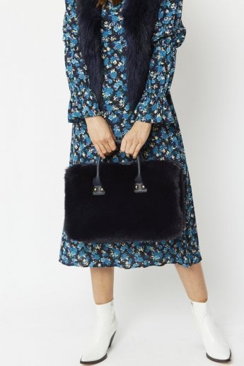 JAYLEY Blue Faux Fur Bag