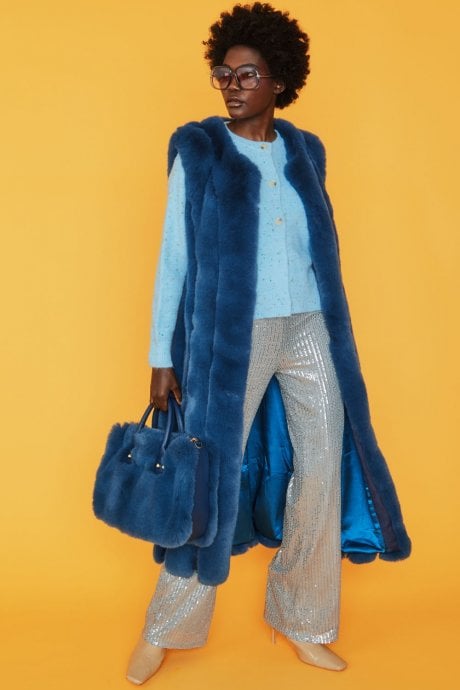 JAYLEY Blue Faux Fur Bag