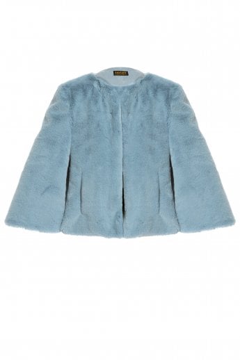 JAYLEY Blue Faux Fur Cape Jacket