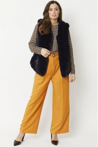 JAYLEY Blue Faux Fur Gilet | Waistcoat
