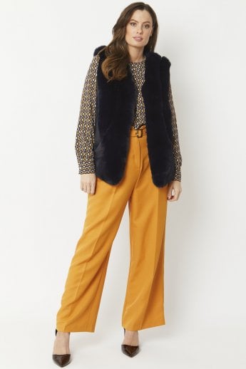 JAYLEY Blue Faux Fur Gilet | Waistcoat
