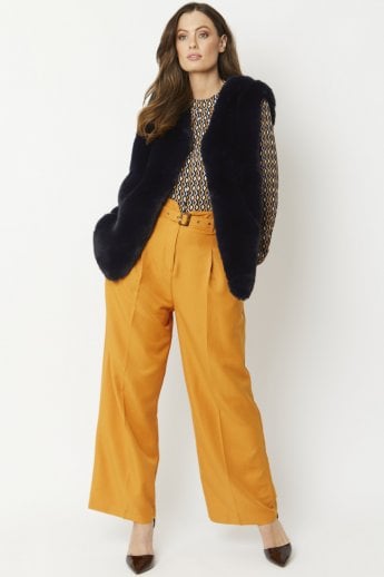 JAYLEY Blue Faux Fur Gilet | Waistcoat