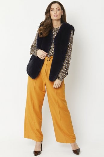 JAYLEY Blue Faux Fur Gilet | Waistcoat