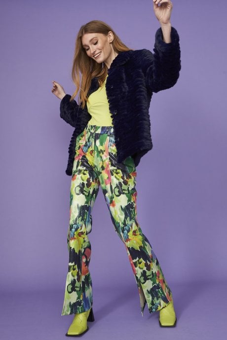 JAYLEY Blue Faux Fur Jacket