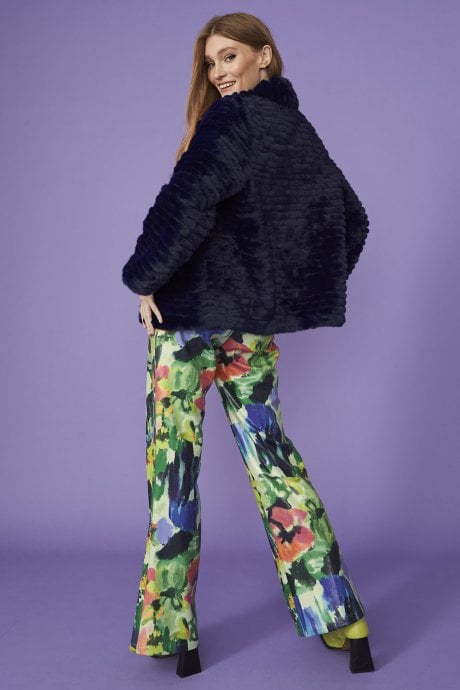 JAYLEY Blue Faux Fur Jacket