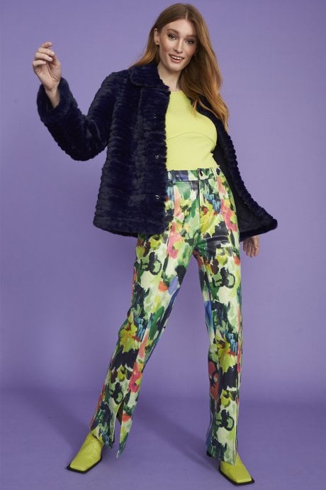 JAYLEY Blue Faux Fur Jacket