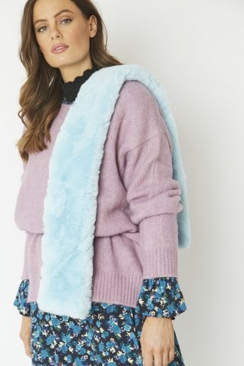 JAYLEY Blue Faux Fur Scarf