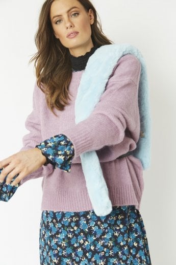 JAYLEY Blue Faux Fur Scarf