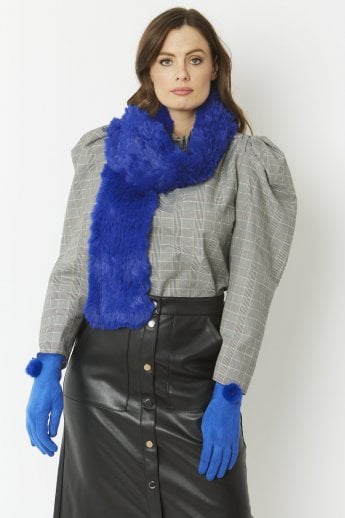 JAYLEY Blue Faux Fur Scarf