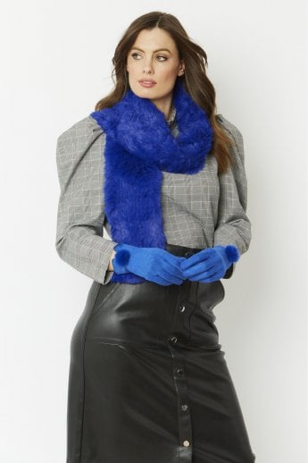JAYLEY Blue Faux Fur Scarf