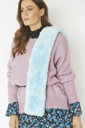 JAYLEY Blue Faux Fur Scarf