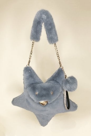 JAYLEY Blue Faux Fur Star Shaped Bag
