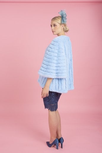 JAYLEY Blue Faux Fur Striped Coat