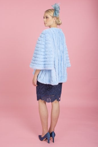 JAYLEY Blue Faux Fur Striped Coat