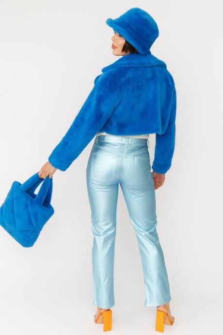 JAYLEY Blue Faux Fur Tote Bag