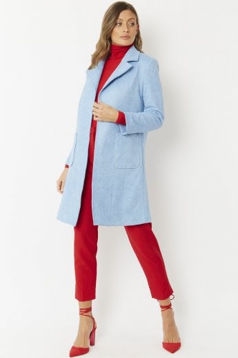JAYLEY Blue Faux Suede Animal Print Coat