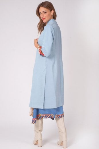 JAYLEY Blue Faux Suede Coat