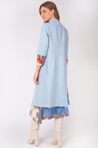 JAYLEY Blue Faux Suede Coat