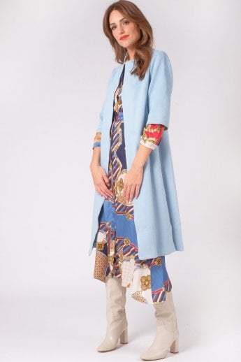 JAYLEY Blue Faux Suede Coat