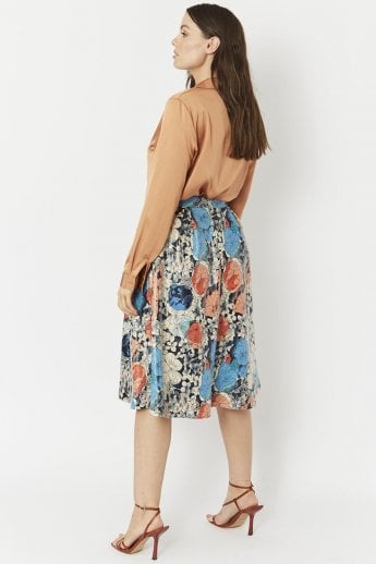 JAYLEY Blue Faux Suede Duchess Skirt