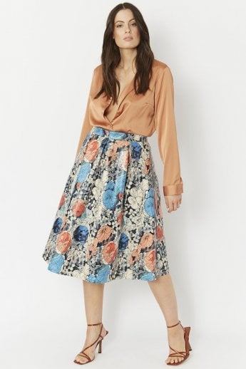 JAYLEY Blue Faux Suede Duchess Skirt
