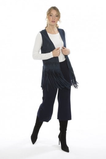JAYLEY Blue Faux Suede Gilet | Waistcoat