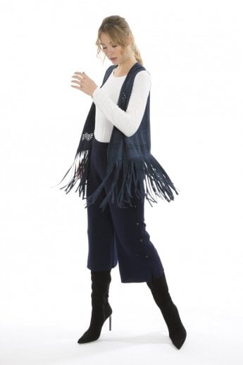 JAYLEY Blue Faux Suede Gilet | Waistcoat
