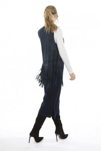 JAYLEY Blue Faux Suede Gilet | Waistcoat
