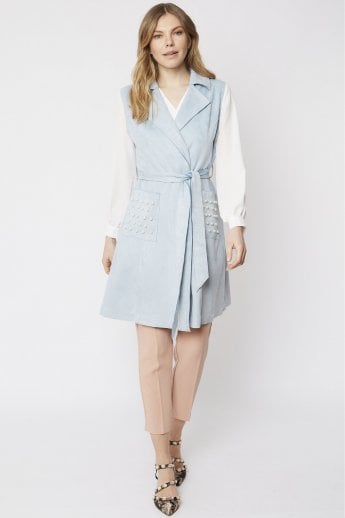 JAYLEY Blue Faux Suede Gilet | Waistcoat