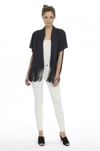 JAYLEY Blue Faux Suede Jaacket