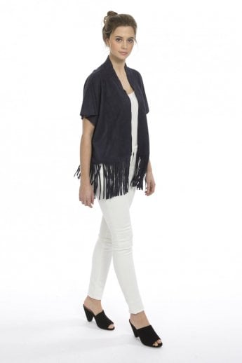 JAYLEY Blue Faux Suede Jaacket