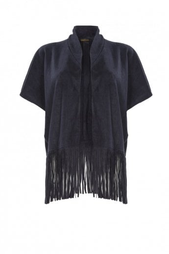 JAYLEY Blue Faux Suede Jaacket