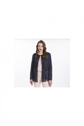 JAYLEY Blue Faux Suede Jacket