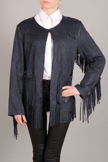 JAYLEY Blue Faux Suede Jacket