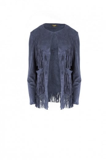JAYLEY Blue Faux Suede Jacket