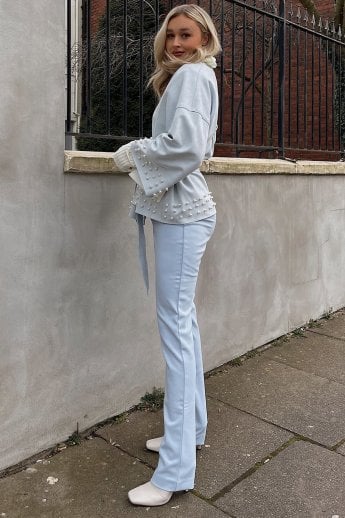 JAYLEY Blue Faux Suede Wrap Jacket